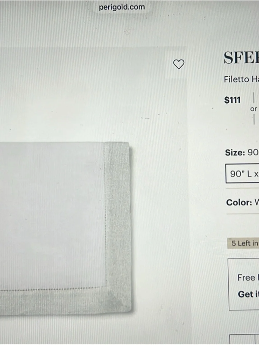 SFERRA White Linen Table Runner with Hemstitch Detail